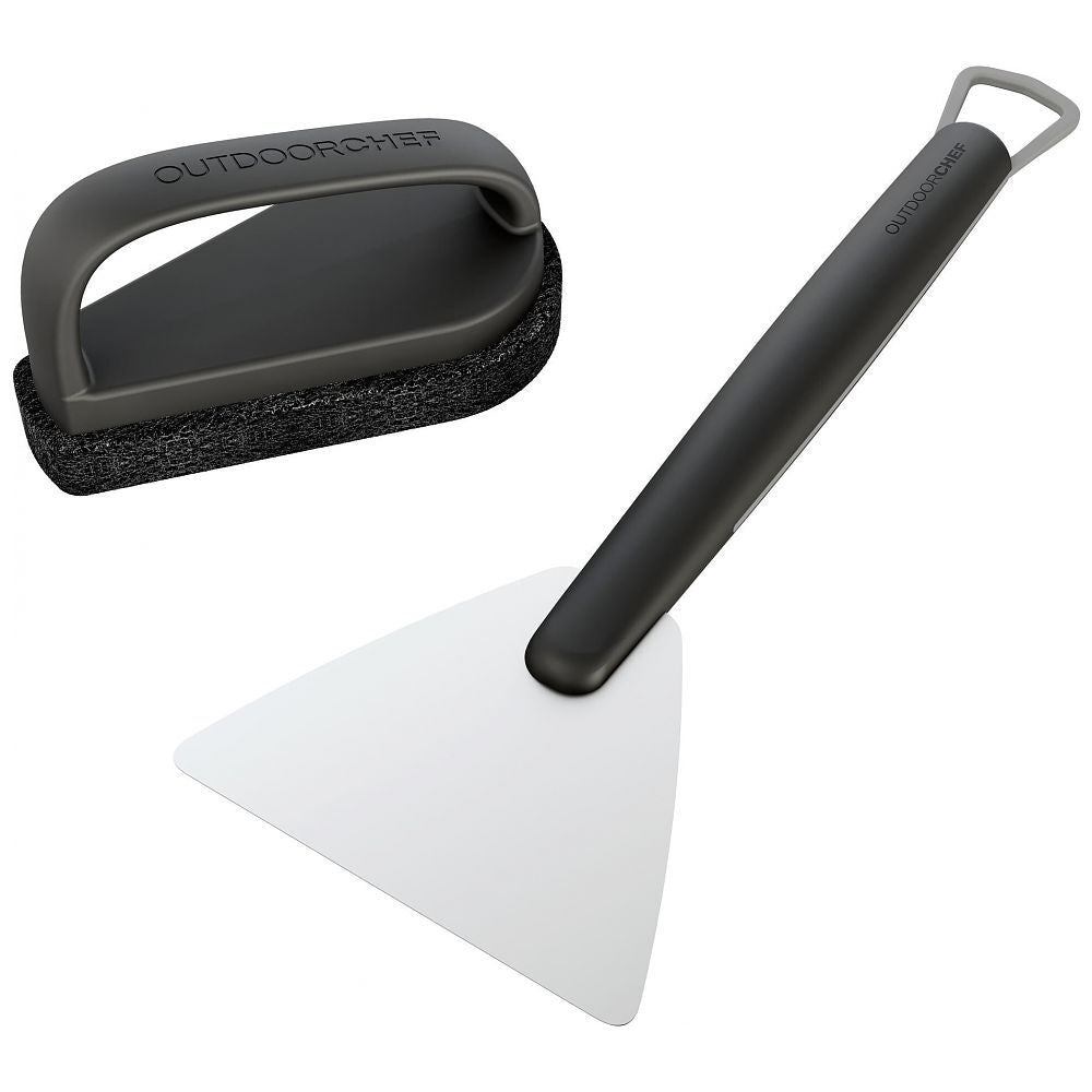 OUTDOORCHEF Reinigungsset – Grillreiniger, Edelstahl, schwarz, für Grills, 2 Stk., 13,5 × 3,2 × 36,5 cm