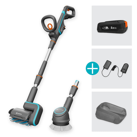 Gardena Reinigungsgerät AquaBrush – Akku 18 V/2,5 Ah, Mehrfarbig, Höhe 136,4 cm