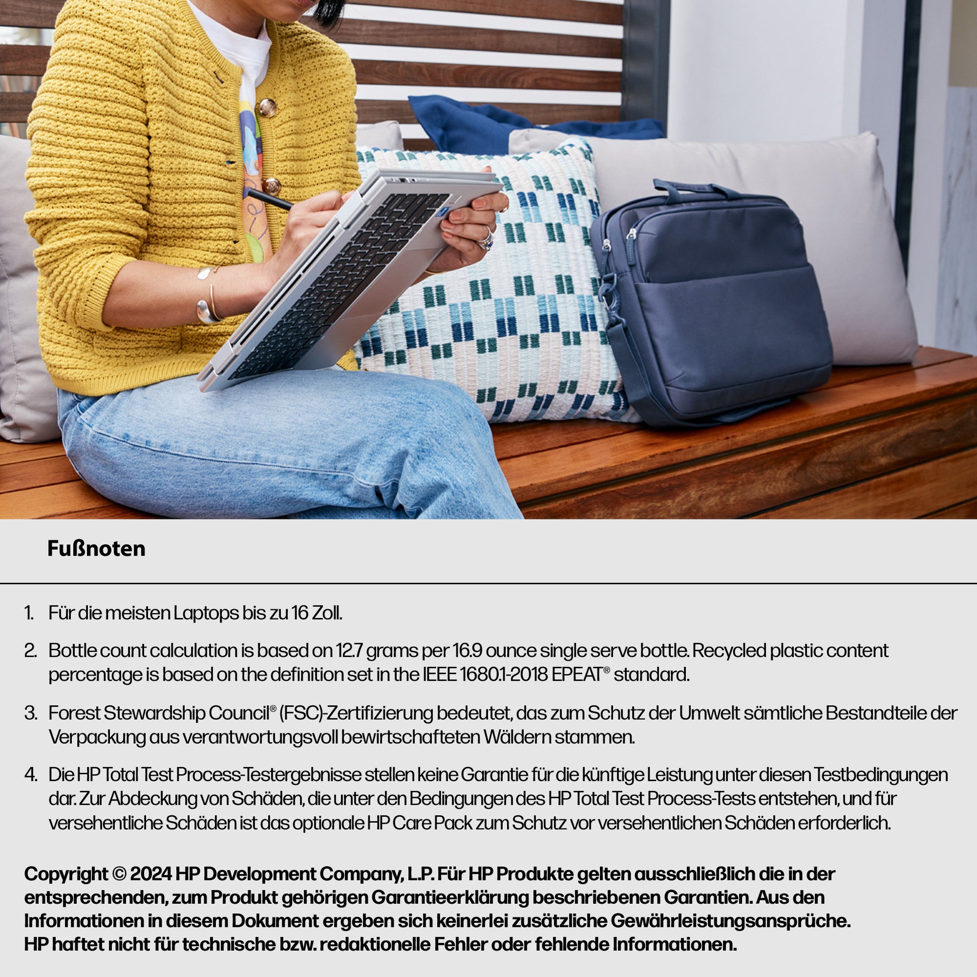 HP Notebook-Tasche für Notebooks bis 16" – wasserfest, abnehmbarer Schultergurt – Grau
