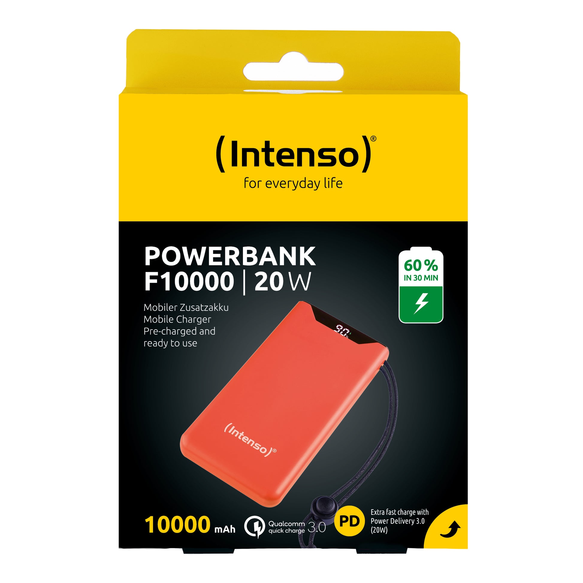 Intenso F10000 Powerbank 10'000 mAh – 20 W PD, 1× USB-C, 1× USB-A, orange