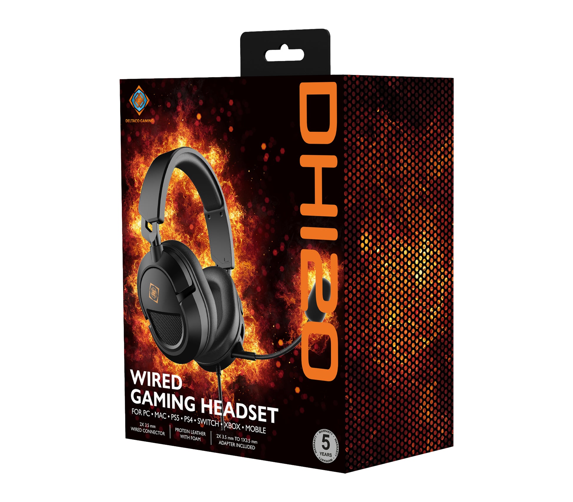 Deltaco Gaming GAM-203 Gaming-Headset – Over-Ear, Stereo, Kabelgebunden, für PC, PS5/PS4, Xbox und mehr, Schwarz
