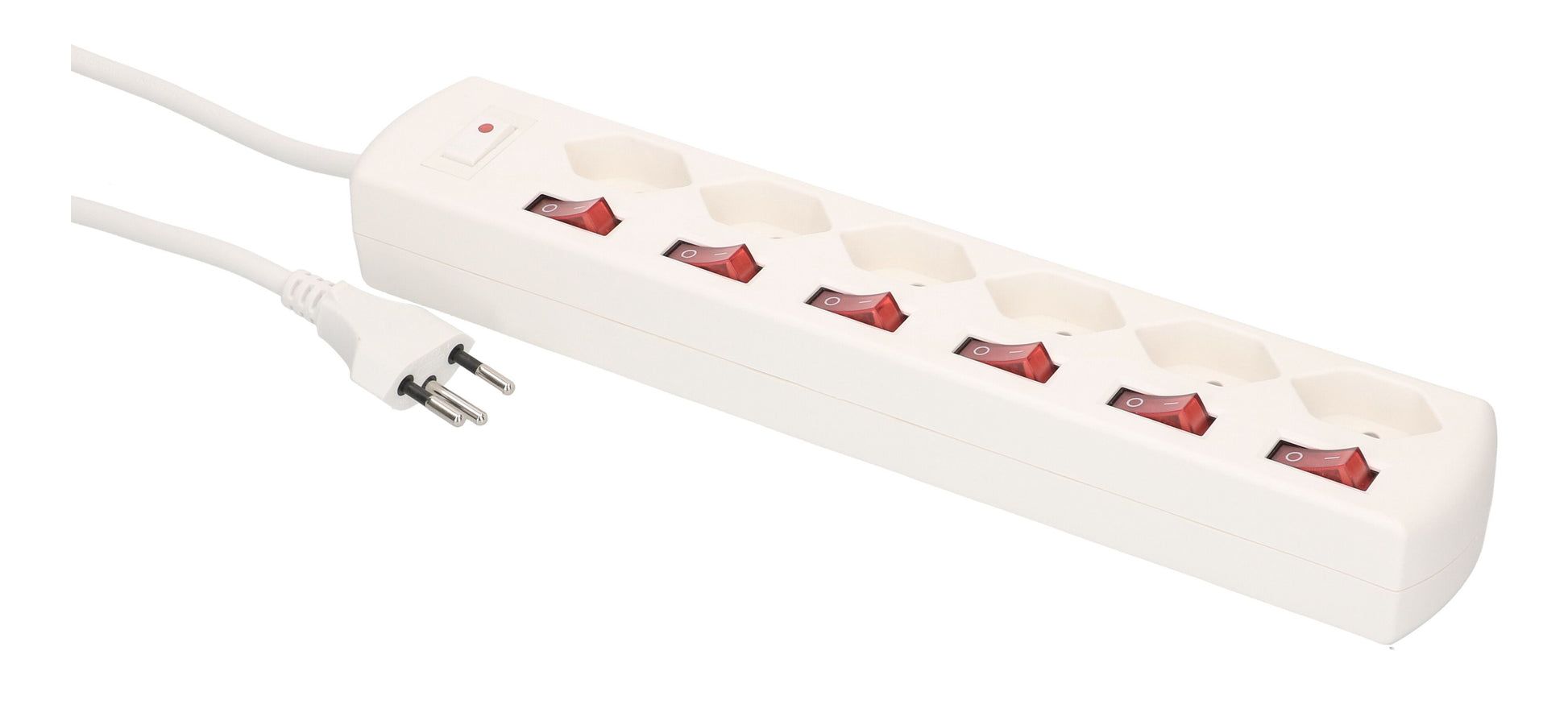 Max Hauri AG Steckdosenleiste – 6 Steckdosen, 2300 W, 10 A, 1,5 m Kabel, Eingang T12, Ausgänge T13, Weiss