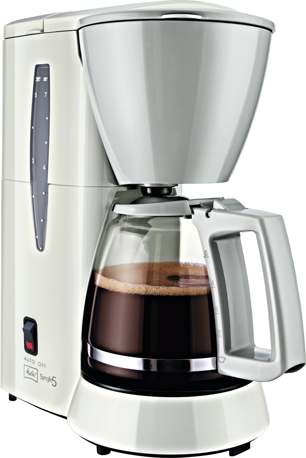 Melitta Single 5 Filterkaffeemaschine – 5 Tassen, 0,6 l, Filtertüten 1x2, Weiss