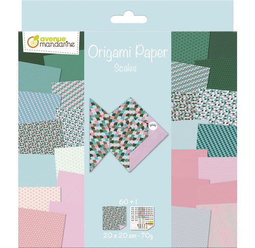 Avenue Mandarine Origamipapier – 20 × 20 cm, Schuppen, 70 g/m² – 60 Blatt, PEFC