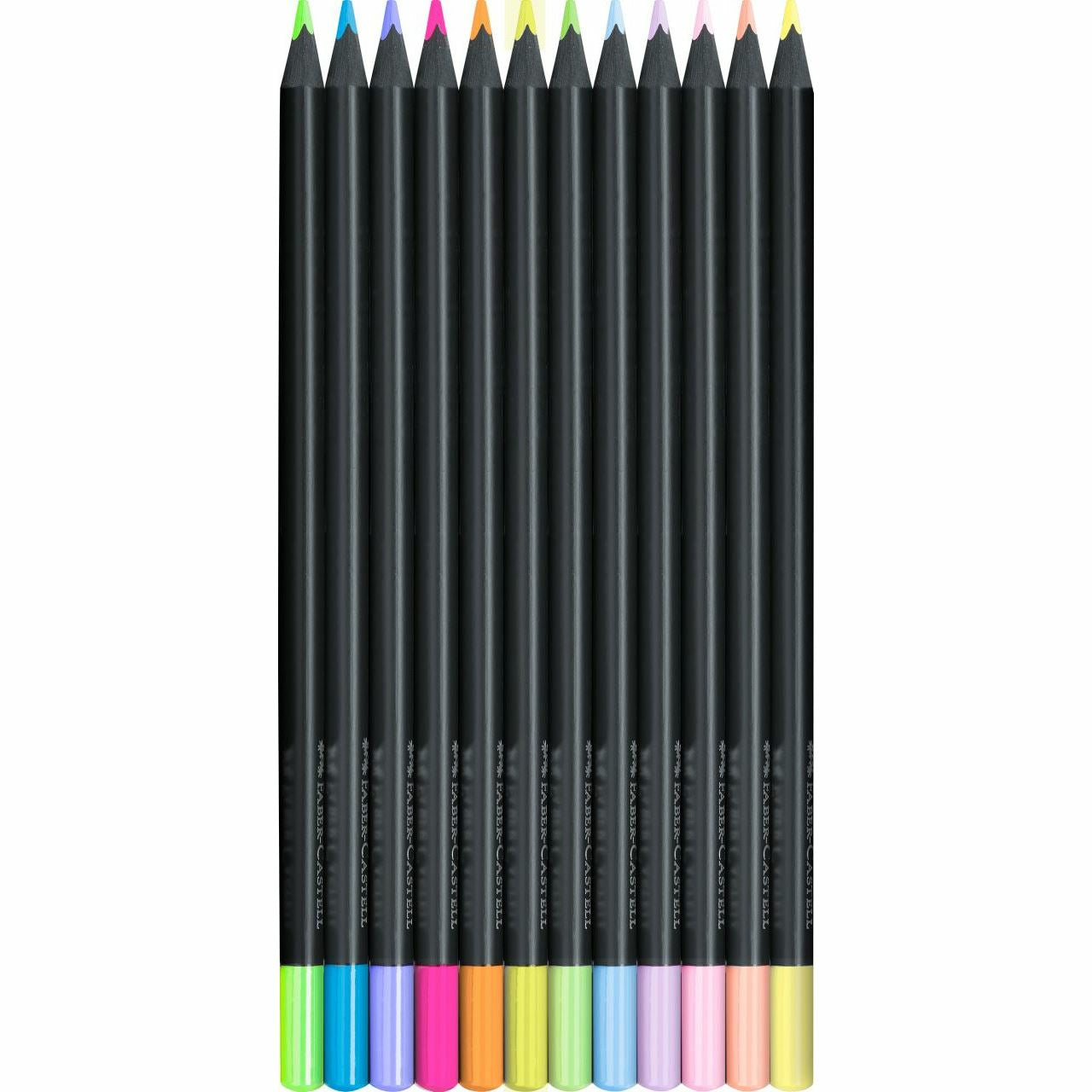 Faber-Castell Buntstifte Black Edition – 12 Farben, im Kartonetui, Ø 3 mm, dreikantig, FSC