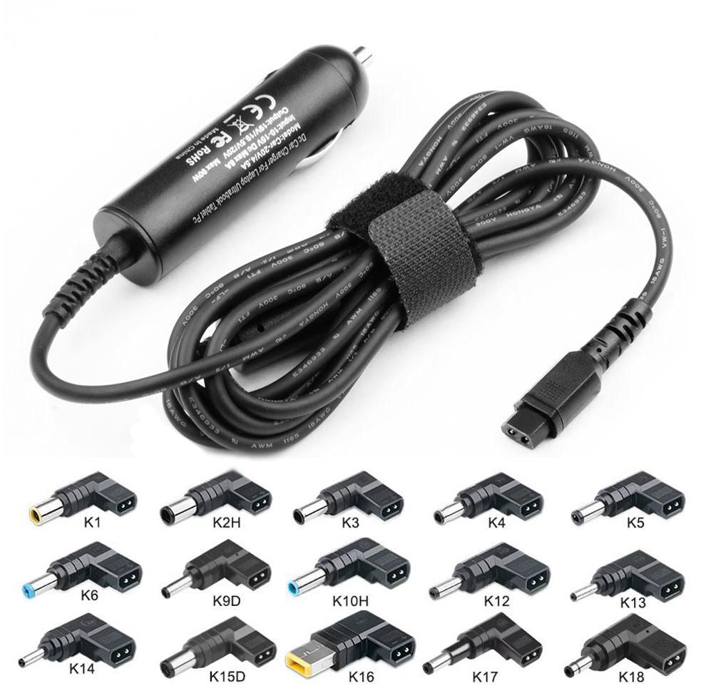 CoreParts MBXUN-90W-DC0001 Auto-Ladegerät 90 W – 15-teiliges Adapterset, USB-A – für 10–15 V Bordnetz