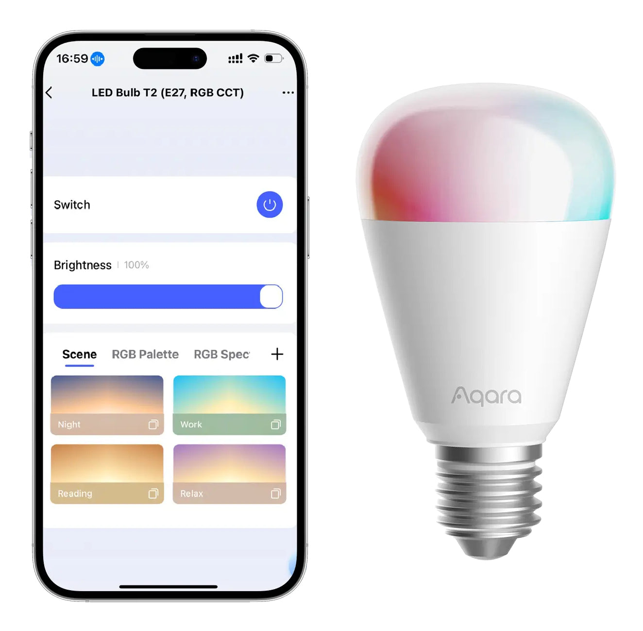 Aqara T2 LB-L02E – Smart-Leuchtmittel – Mehrfarbig – für Amazon Alexa, Google Assistant, Apple HomeKit