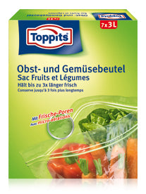 Toppits Obst- und Gemüsebeutel 7 Stk., 3 l, Polyethylen (PE), transparent