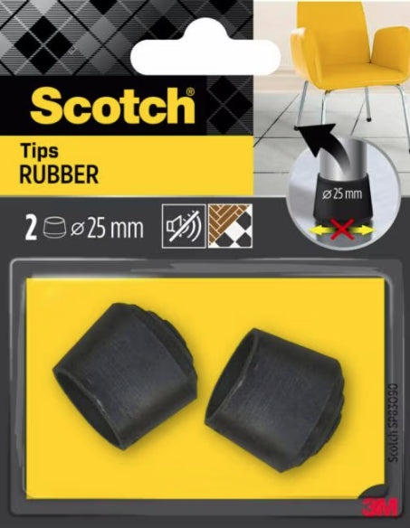 3M Stuhlbeingleiter – Gummi – Schwarz – Ø 25 mm – 2 Stück