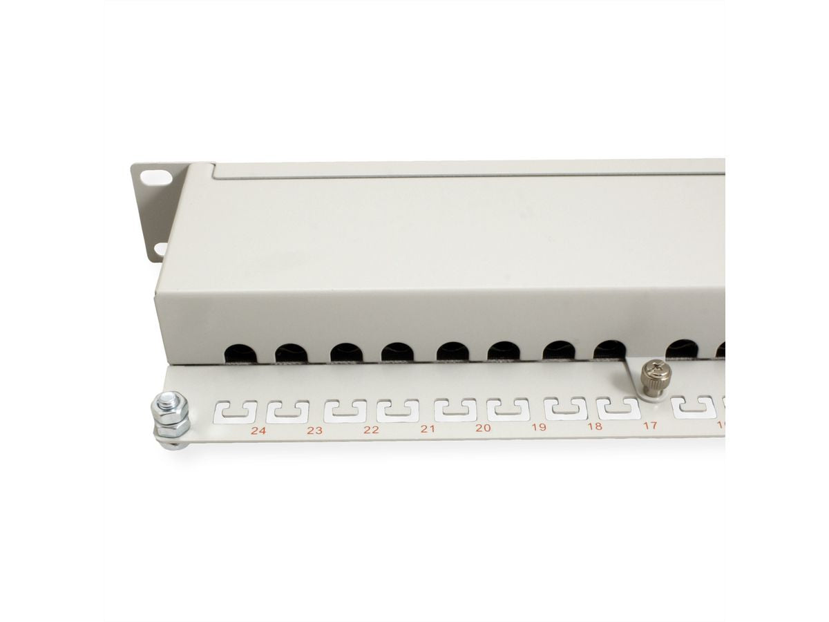 ROLINE Patchpanel Cat.6 (Klasse E) – 24× 1G, geschirmt, 19", 1U, grau