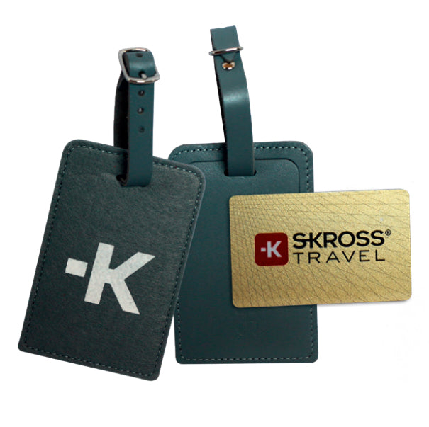 Skross Gepäckanhänger – 110×70 mm – Grau, Leder, PVC – 2 Stk.