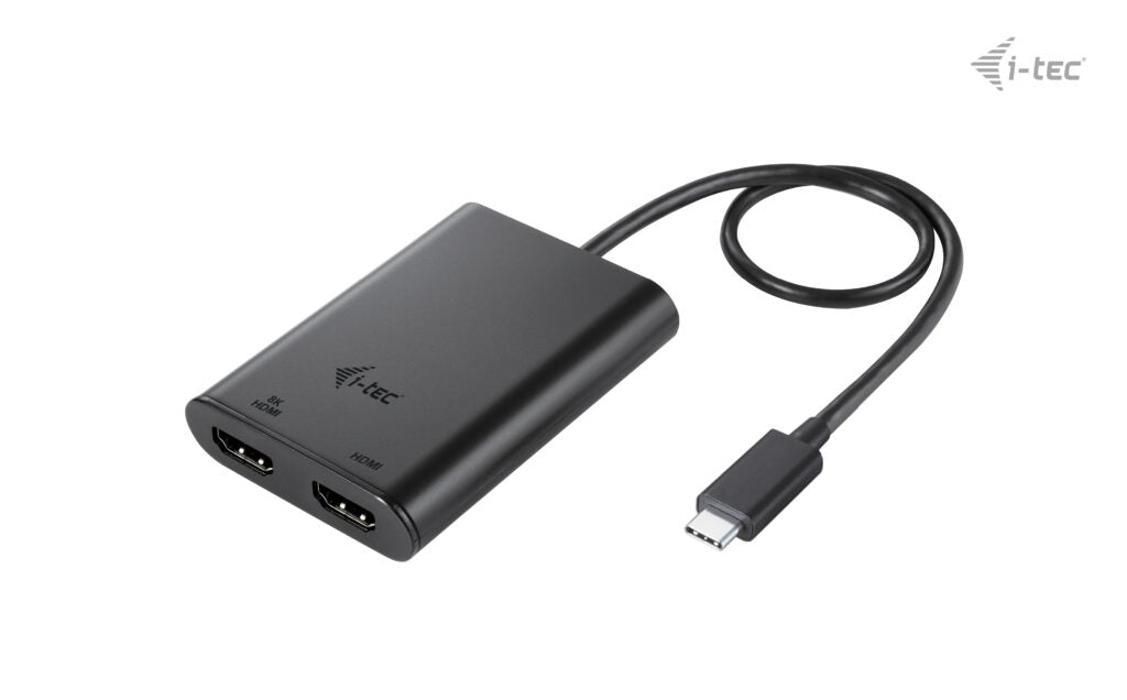 i-tec USB-C zu 2× HDMI Adapter – 8K (7680 × 4320) @ 30 Hz, 0,3 m, für Windows/macOS/Linux, Android/ChromeOS