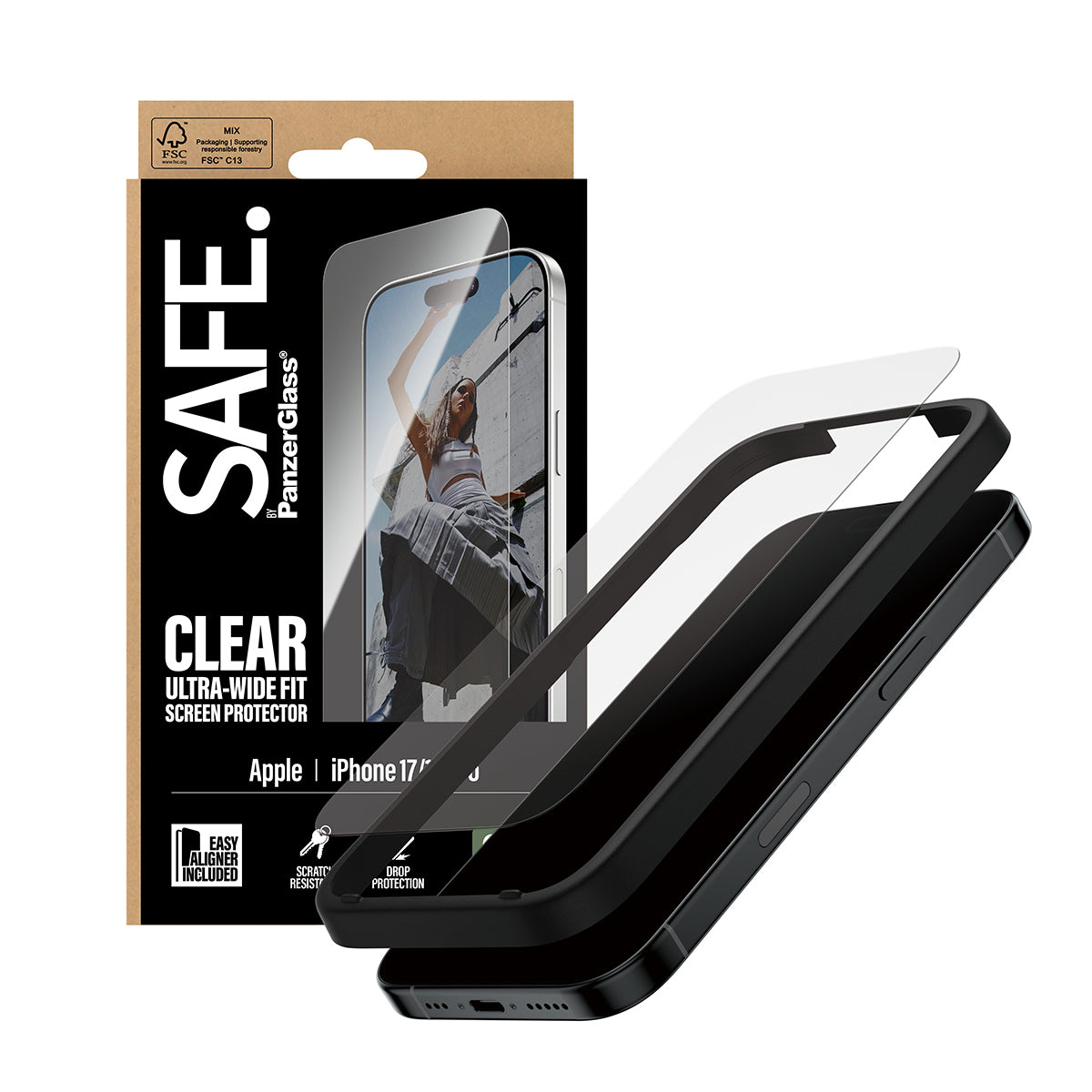 PanzerGlass Displayschutzglas – für Apple iPhone 17, kratzresistent, anti-fingerprint, Hartglas, transparent