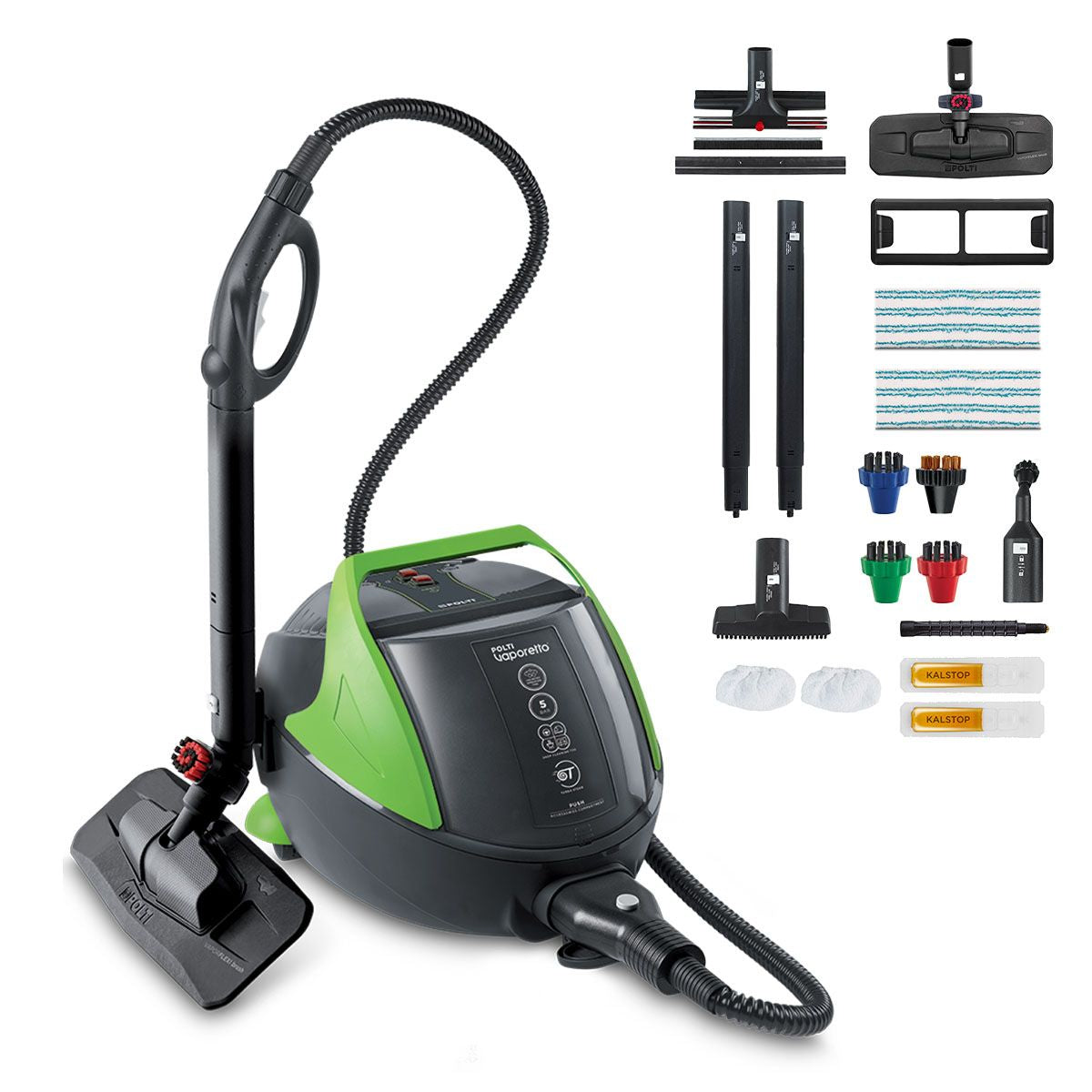 Polti Vaporetto Pro 95 Turbo Flexi – Dampfreiniger – 1100 W, 5 bar, 0,7 l, Aufheizzeit 6 min, Grün