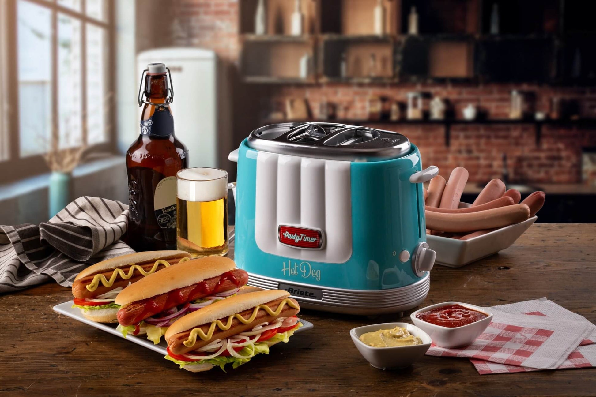 Ariete Hot-Dog-Gerät ARI-206-RD – 2 Hot Dogs, 5 Stufen, 650 W – Hellblau