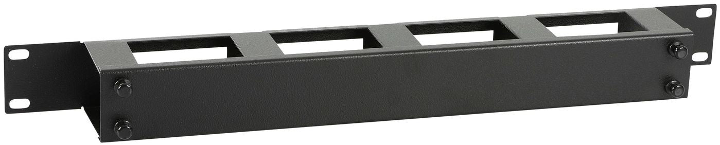 Lanview 19" Rangierpanel, 1U, mit Abdeckung, ovale Montagelöcher – schwarz