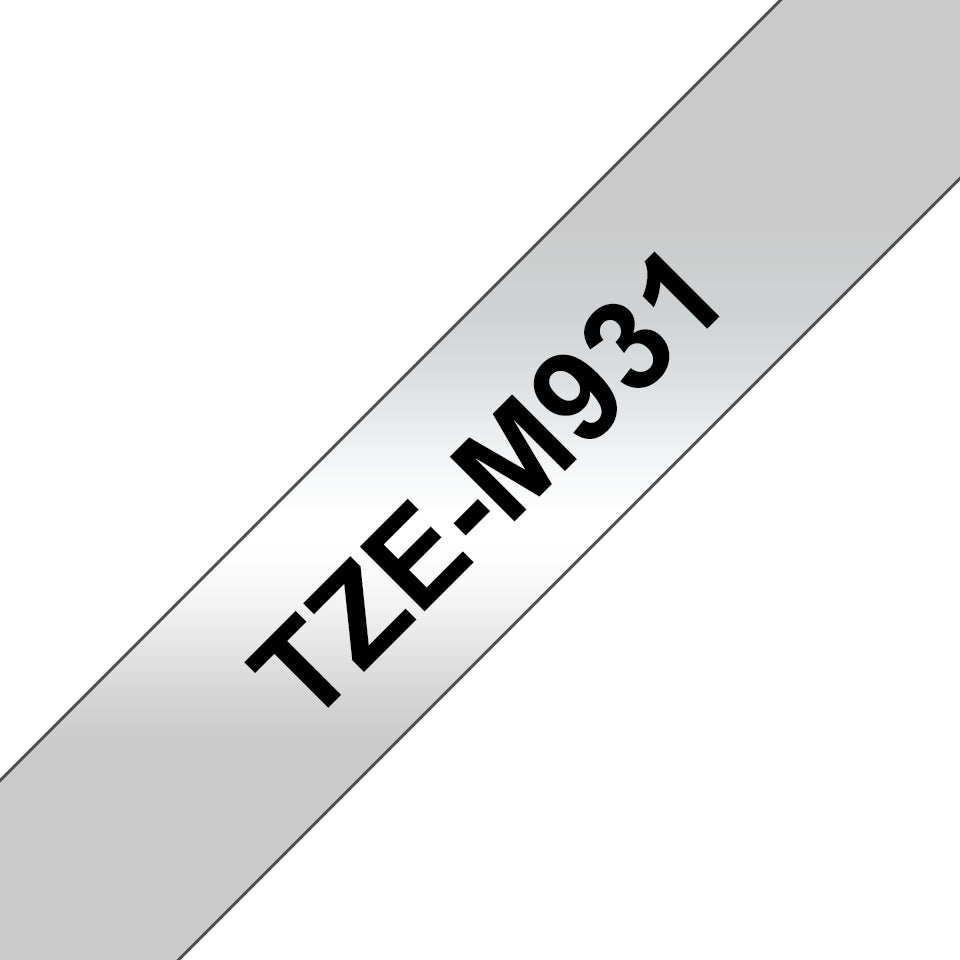 Brother Schriftband – 12 mm × 8 m, silber matt, schwarz