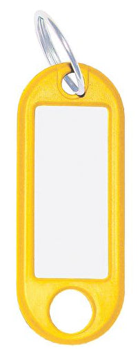 Wedo Schlüsselschild – Gelb, Beschriftungsfeld 32 × 14 mm, Kunststoff, B 21 × H 52 mm, 10 Stk.