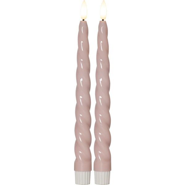 Star Trading LED Dinner Kerze – 2-teilig – Ø 2,1 × 24,5 cm – rosa, Timerfunktion