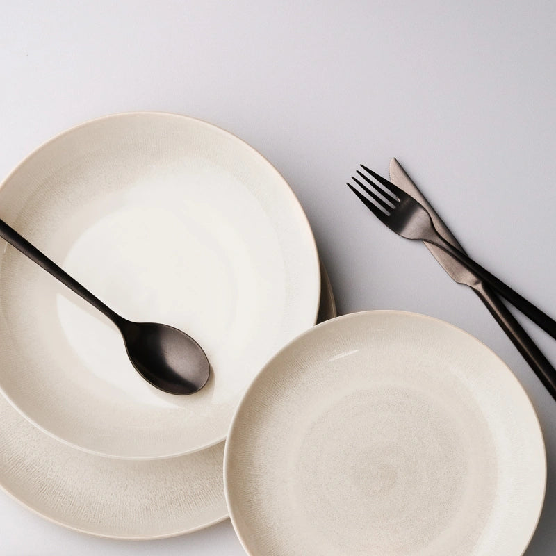 Lunasol Elements Vulcano Tellerset – 12-teilig, Steingut, Sand