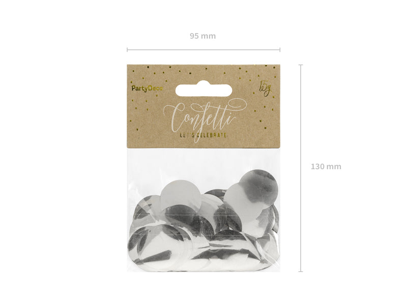 PartyDeco Konfettikanone Kreise – Silber – Ø 2,5 cm, 15 g – Folie – 1 Stk