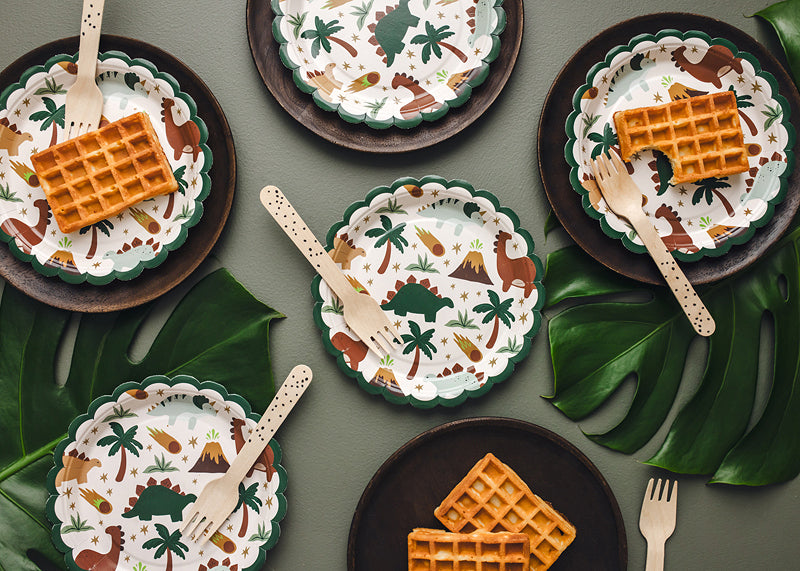 PartyDeco Teller, Papier/Karton – Ø 18 cm, Dinosaurier-Motiv – 6 Stk.