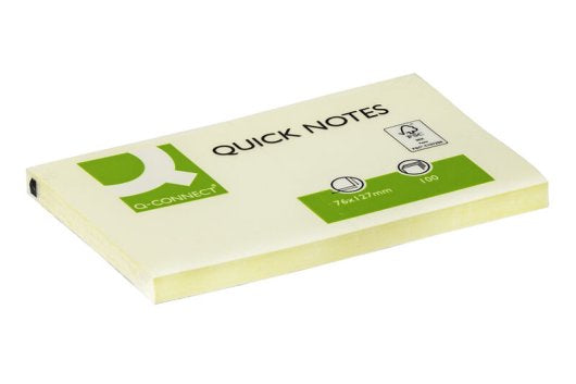 Q-Connect Haftnotizen – 127×76 mm – gelb, 100 Blatt, recyclingfähig