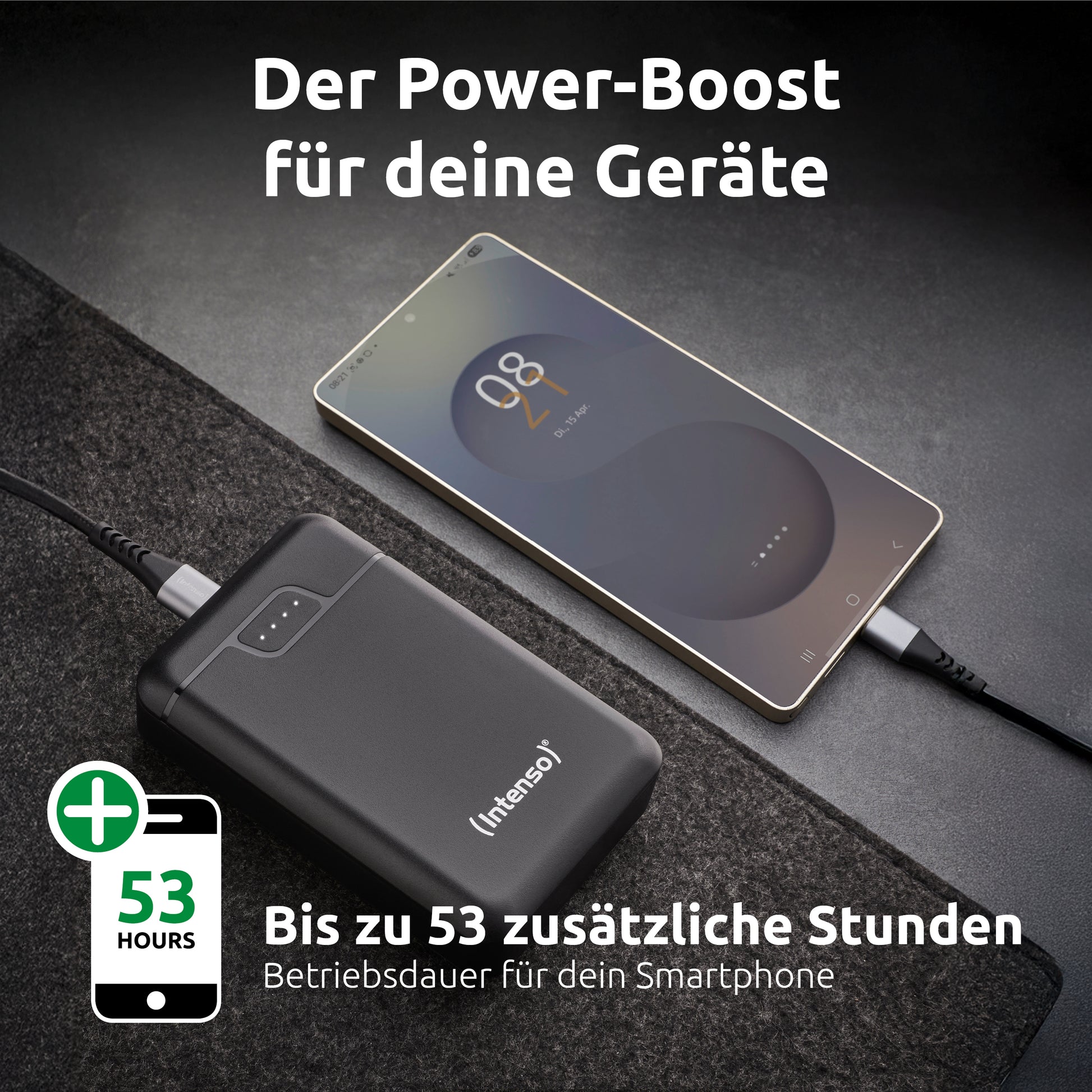 Intenso B10000 Powerbank 10'000 mAh – 1× USB-C, 2× USB-A, schwarz