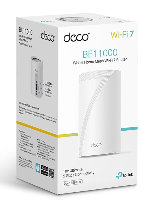 TP-Link Deco BE65 Pro (BE9300) – Mesh-WLAN-System (2er-Set), Wi-Fi 7, Tri-Band (2,4/5/6 GHz), 5GbE, Weiss