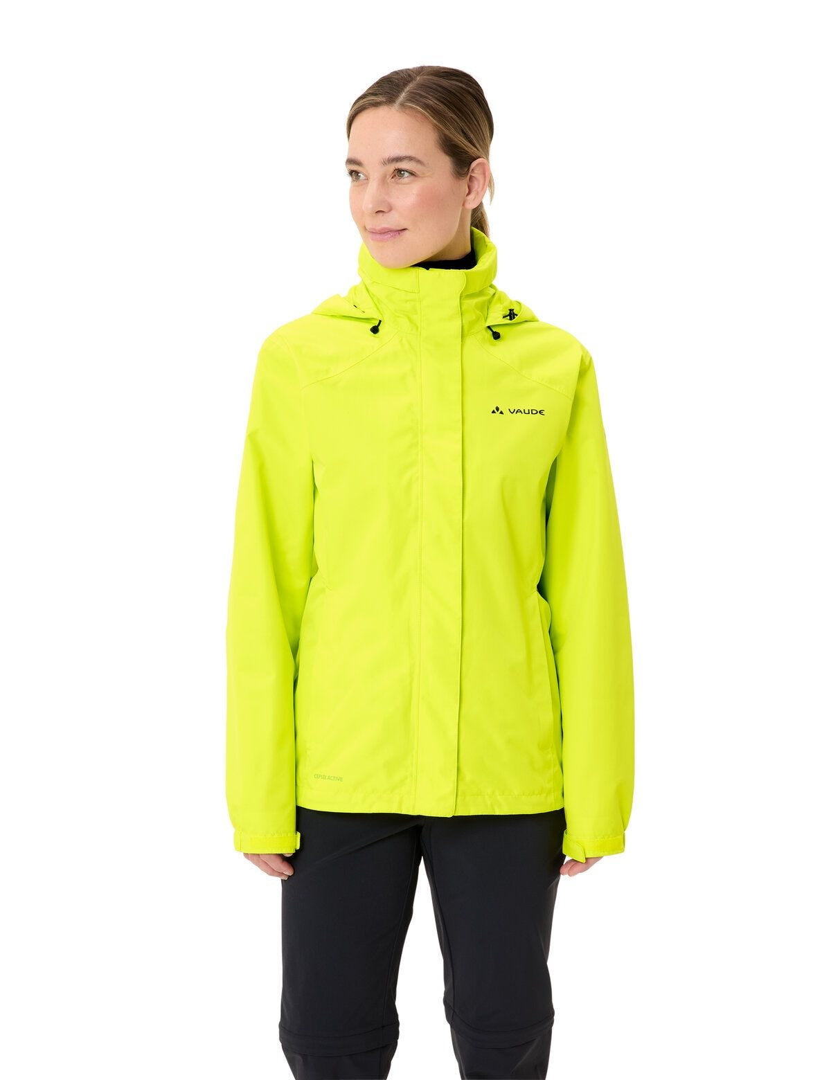 VAUDE Regenjacke Escape Bike Light – Grösse 38 – Hellgrün, Polyester, Wasserdicht, mit Kapuze
