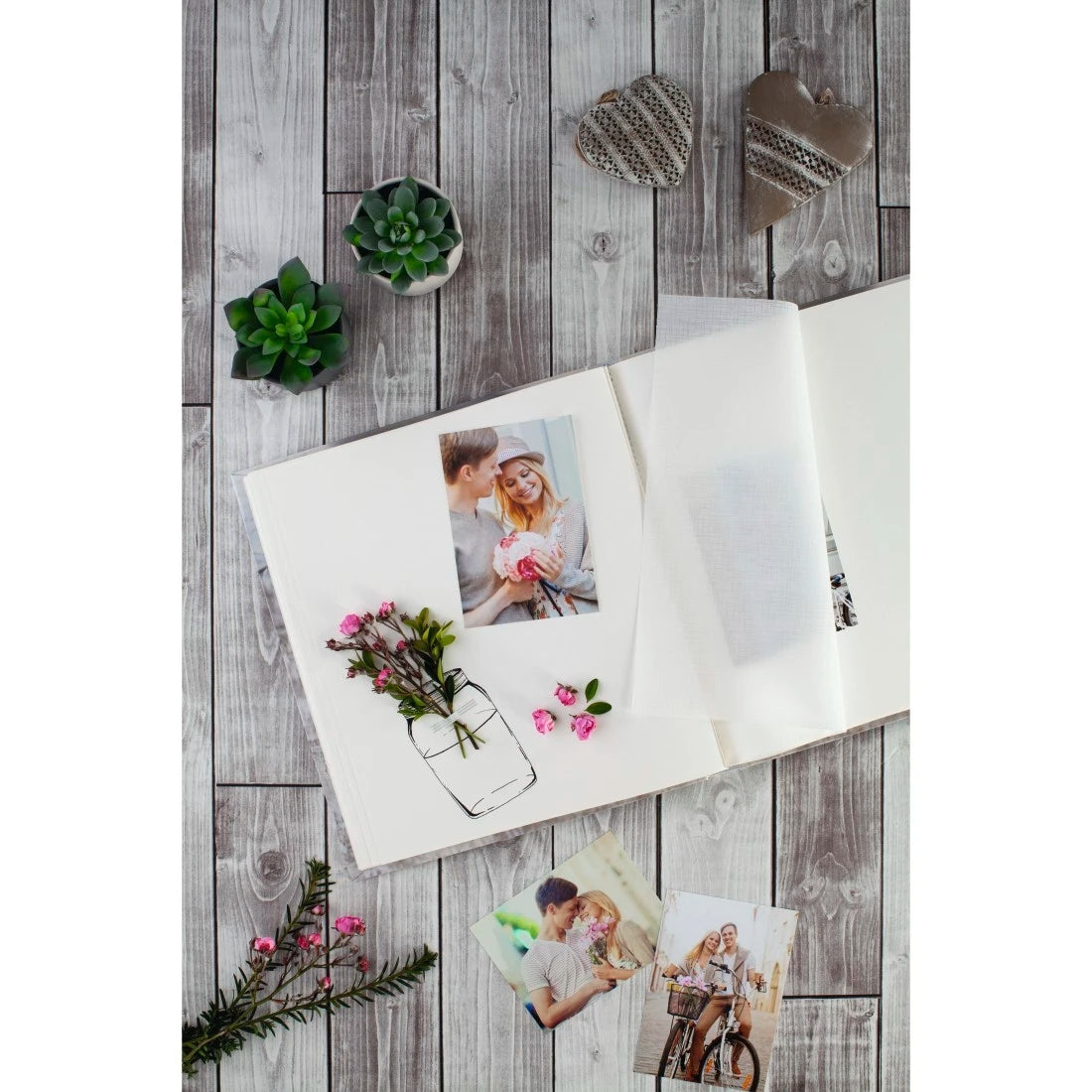 Hama Fotoalbum – für 290 × 320 mm, grau, mit Pergaminzwischenblättern, Karton