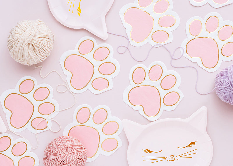 PartyDeco Servietten Katzenpfoten – 31 × 29 cm – 12 Stück