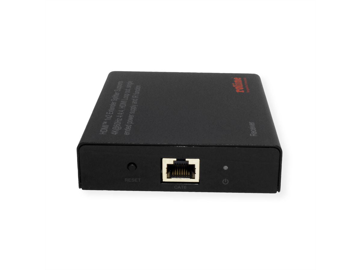 ROLINE HDMI Extender und Splitter – 4K (3840 × 2160) @ 60 Hz, 1 zu 2 HDMI, bis 70 m, HDR10/HLG – Schwarz