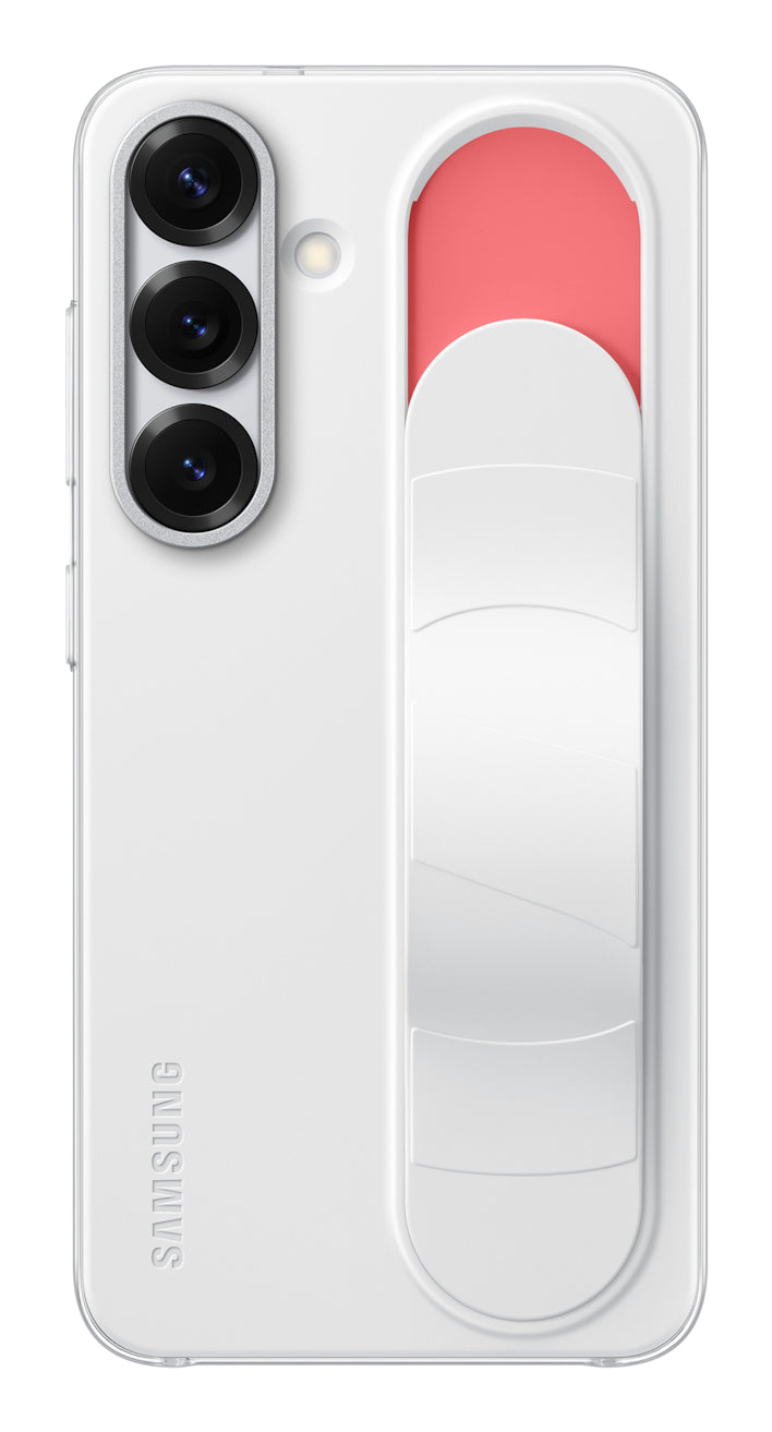 Samsung Backcover – für Galaxy S25+ – weiss – Silikon – mit Ständer, mit Handriemen