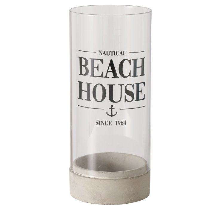 Boltze Windlicht – Glas & Stein, transparent – Ø 10 × 23,5 cm