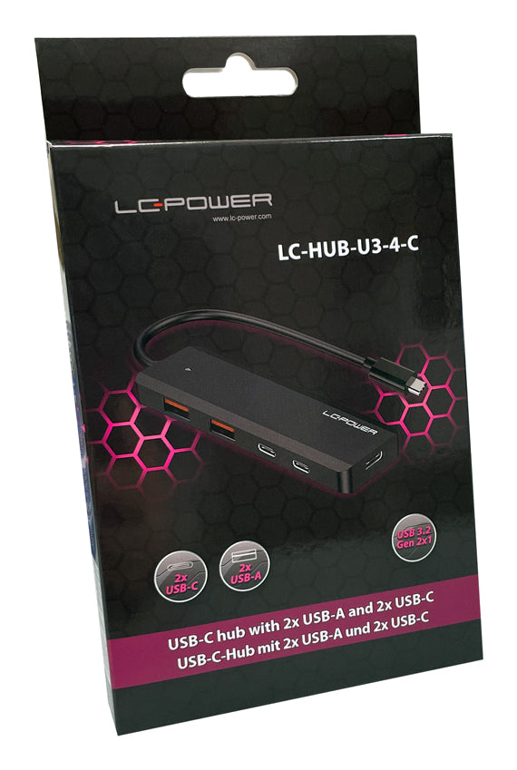 LC-Power LC-HUB-U3-4-C USB-Hub – USB-A, 4× USB-A, 1× USB-C, für universelle Geräte