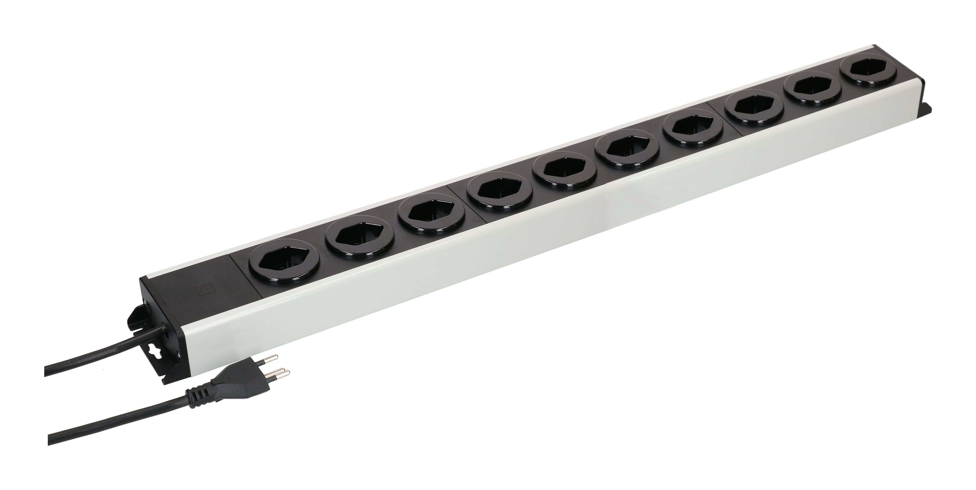 Max Hauri AG Max Hauri Power Line Steckdosenleiste – 10× T13, 1,5 m, ohne Schalter, mit Kinderschutz, grau/schwarz