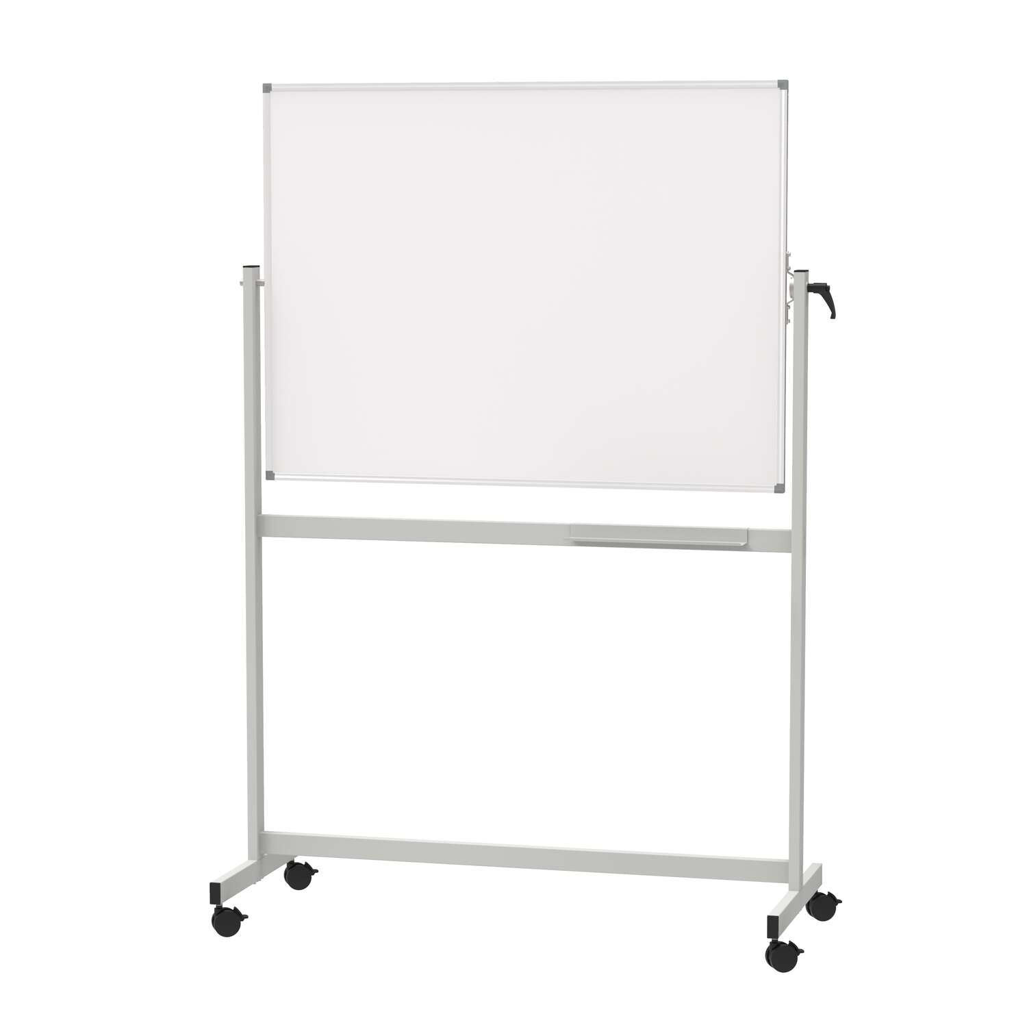 MAUL Whiteboard – 120 × 90 cm, lackierter Stahl, Alu-Rahmen, mit Ständer, beidseitig, drehbar