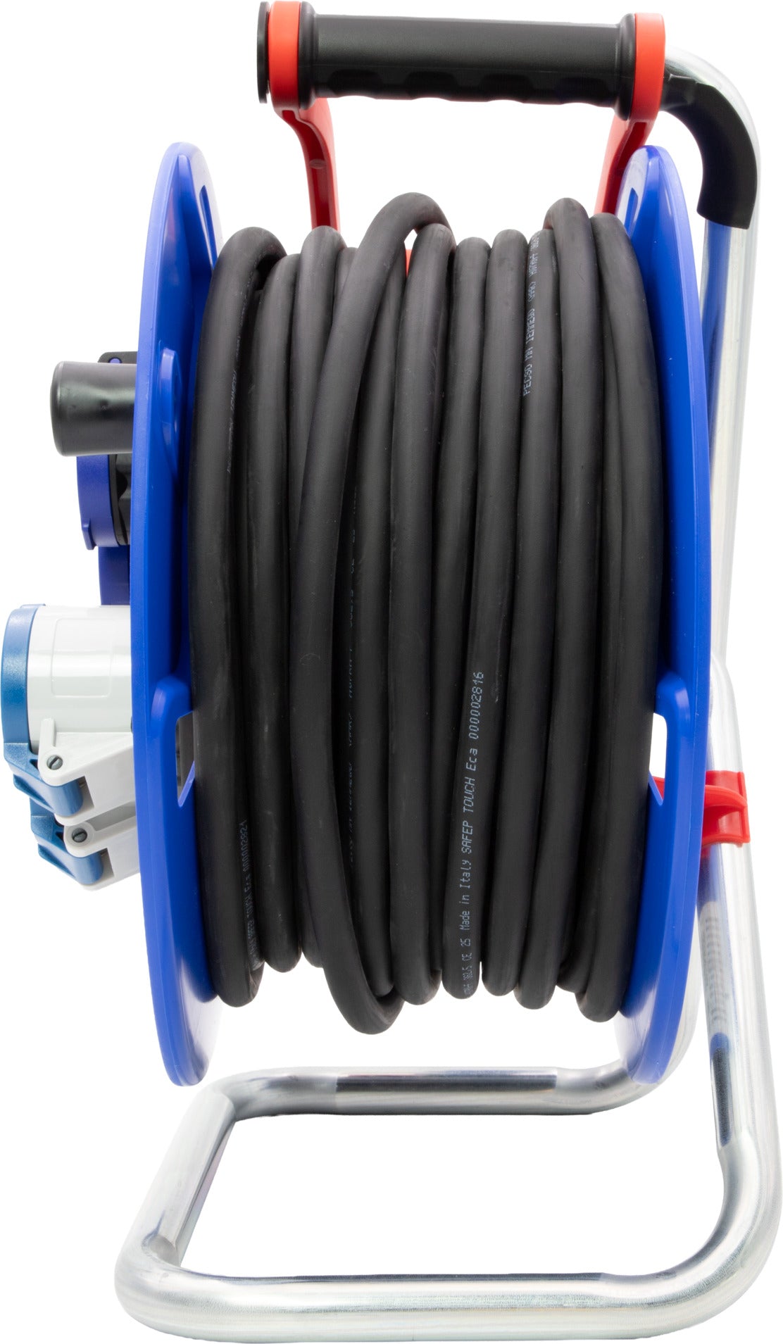 Brennenstuhl Kabelrolle, 25 m, 4×T23, IP55, 2,5 mm², Überhitzungsschutz, mit Schalter, Eingang CEE – Blau