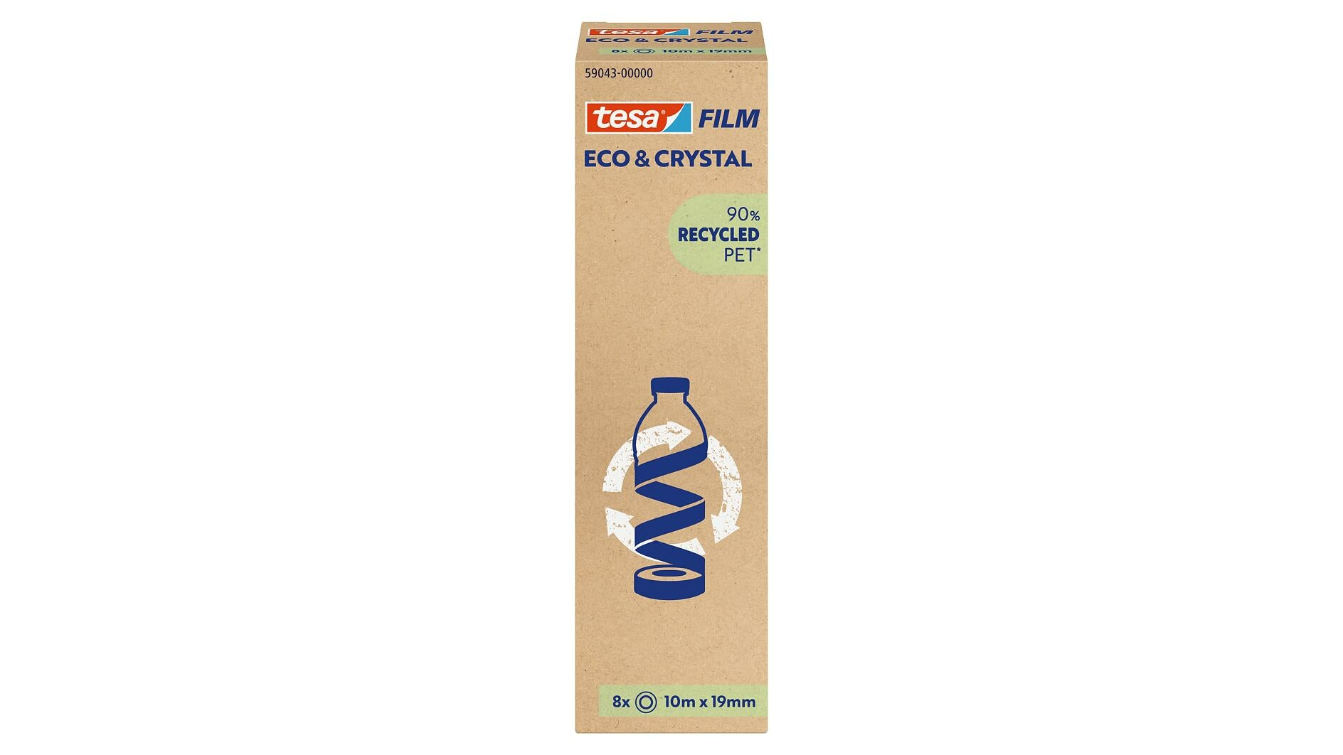 TESA Klebeband Eco & Crystal – Permanent, PET, 19 mm × 10 m, Transparent, 8 Rollen