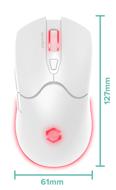 SPEEDLINK VELOX SL-680102 – Gaming-Maus – Kabellos (2,4 GHz), 4800 DPI, RGB-Beleuchtung, rechts, Weiss
