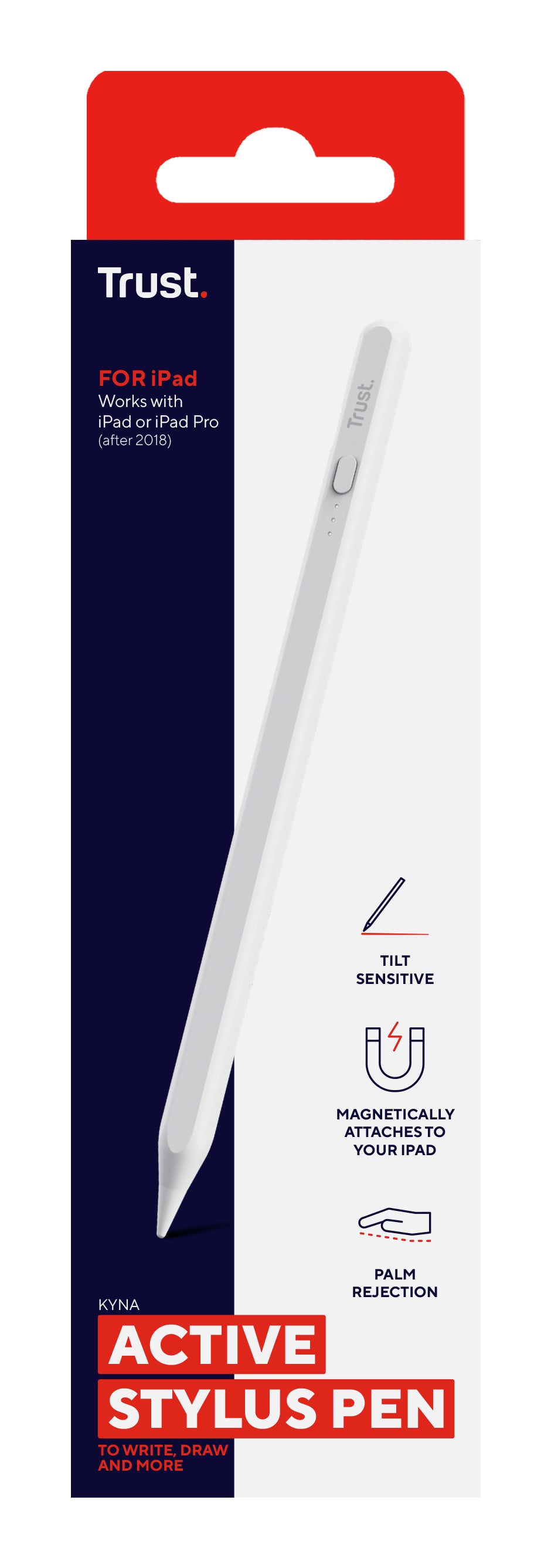 Trust Kyna Active Eingabestift – für iPad (2018+, Pro), Aluminium, Weiss