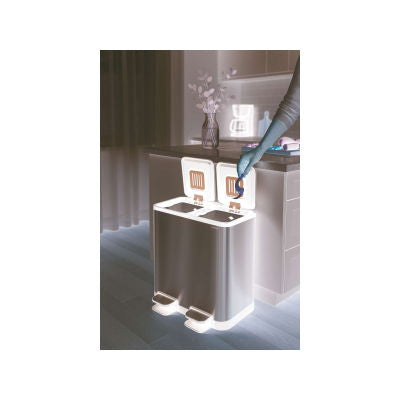 MAUL Systempapierkorb – 40 l – Edelstahl, rechteckig – 2-fach – schwarz/silber
