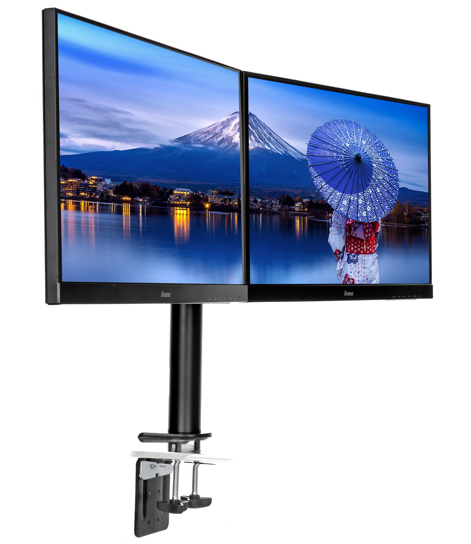iiyama Monitorarm, Dual, Tischklemme, bis 30", VESA 100 × 100 mm, 10 kg