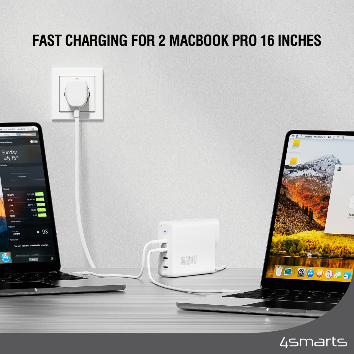 4smarts Charger Flex Pro USB-Desktop-Ladegerät 200 W – USB-C×4 – PD 3.0, GaN – Weiss