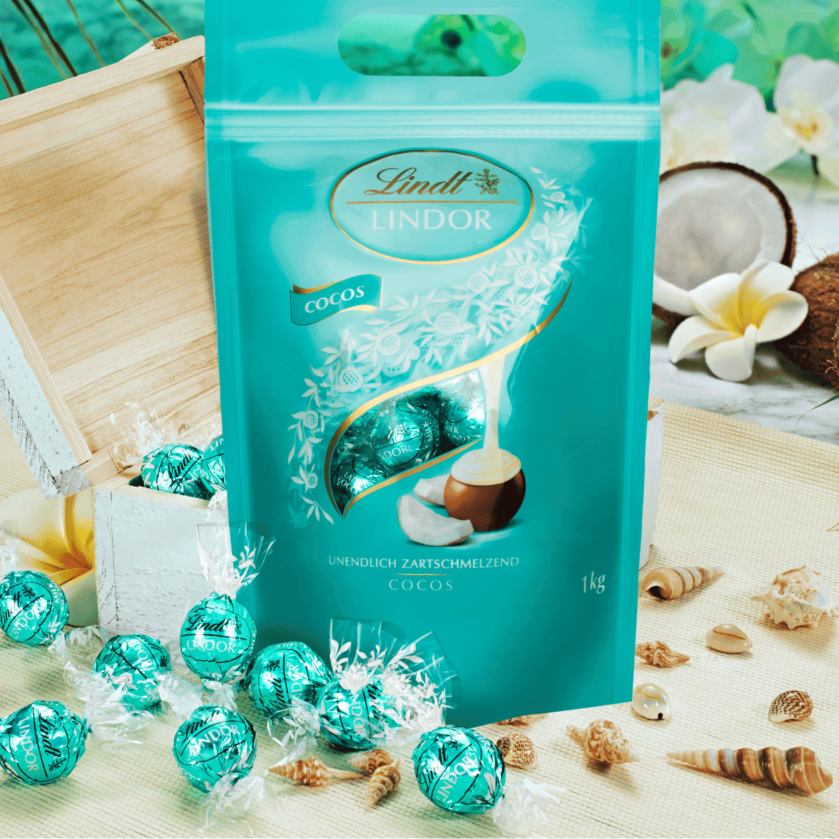 Lindt LINDOR Kugeln – Kokosnuss – 80 Stück, 1 kg
