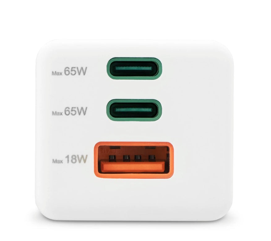 Hama 00201996 USB-Desktop-Ladegerät 65 W – USB-C×2, USB-A×1 – PD, QC 2.0/3.0 – Weiss