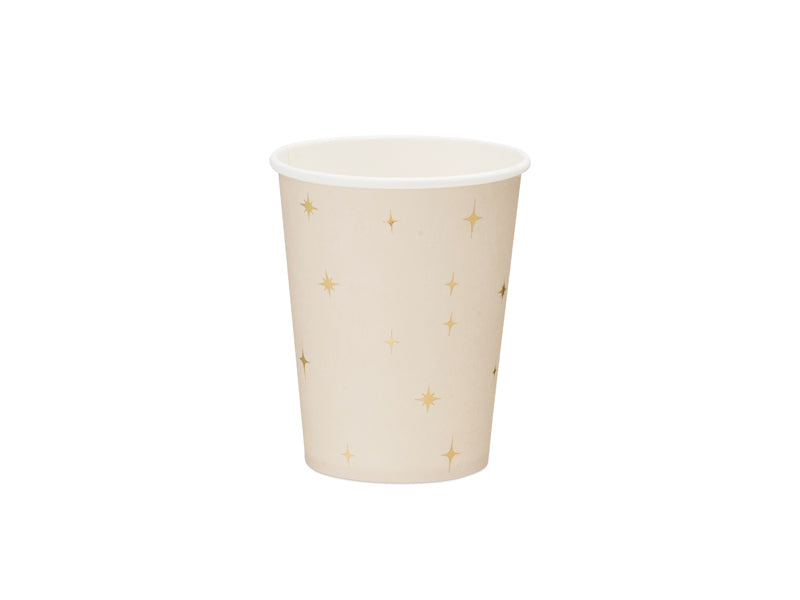 PartyDeco Becher, Papier – 2,2 dl, beige/gold – 6 Stk.