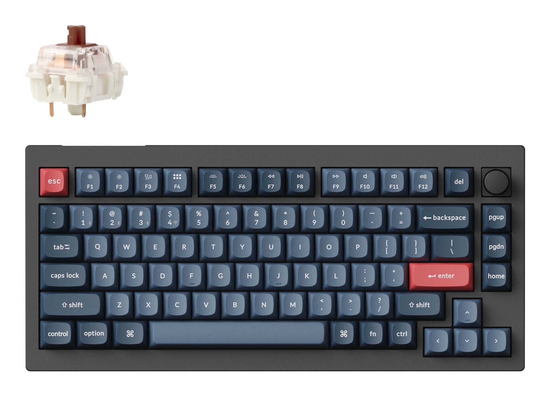 Keychron V1 Max – Tastatur 75% – Mechanisch – Bluetooth & 2,4 GHz – QWERTZ (CH) – Ohne Ziffernblock