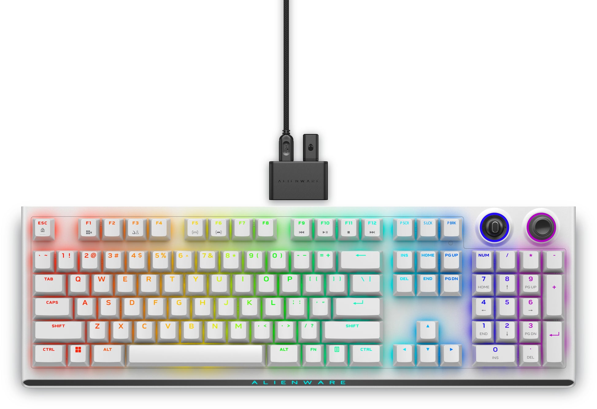 Alienware AW920K – Gaming-Tastatur – Mechanisch, RGB – Bluetooth & 2,4 GHz – USB-C – QWERTY (US) – Weiss